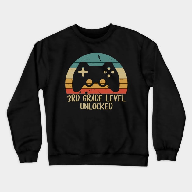 3rd grade level unlocked - school 3 grade design with game controller Crewneck Sweatshirt by colorbyte